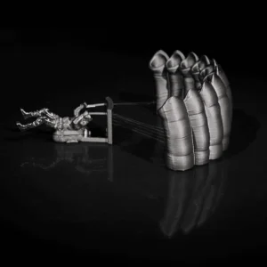 Иновативна 3D стойка за слушалки с парашутист, който се спуска плавно. Добавете стил и функционалност към вашето бюро.